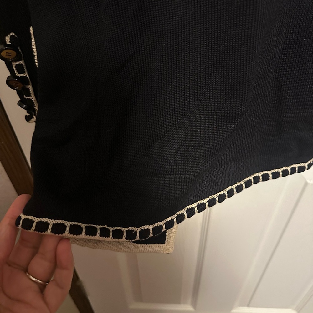 Valentino Black Cardigan with White Trim - Picture 6 of 9